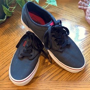 Dark Grey Vans with Red Stripe & Sole